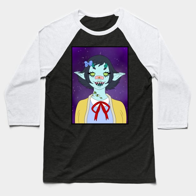 Monster Girl Baseball T-Shirt by possumtees